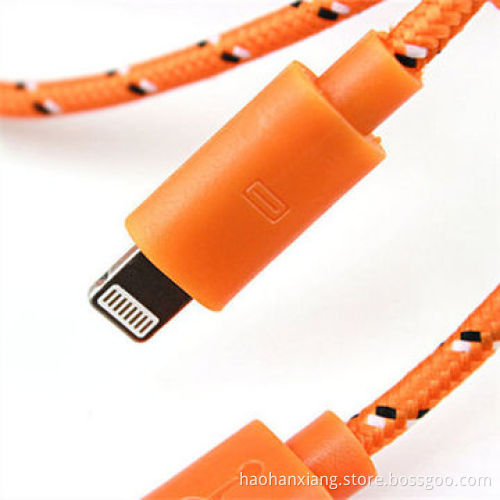 Colourful Round Fabric Textile USB Cable for iPhone 5/5S